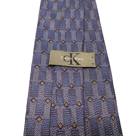 Calvin Klein -‎ 100% Silk Geometric Neck Tie -  Blue Purple - Picture 3 of 4